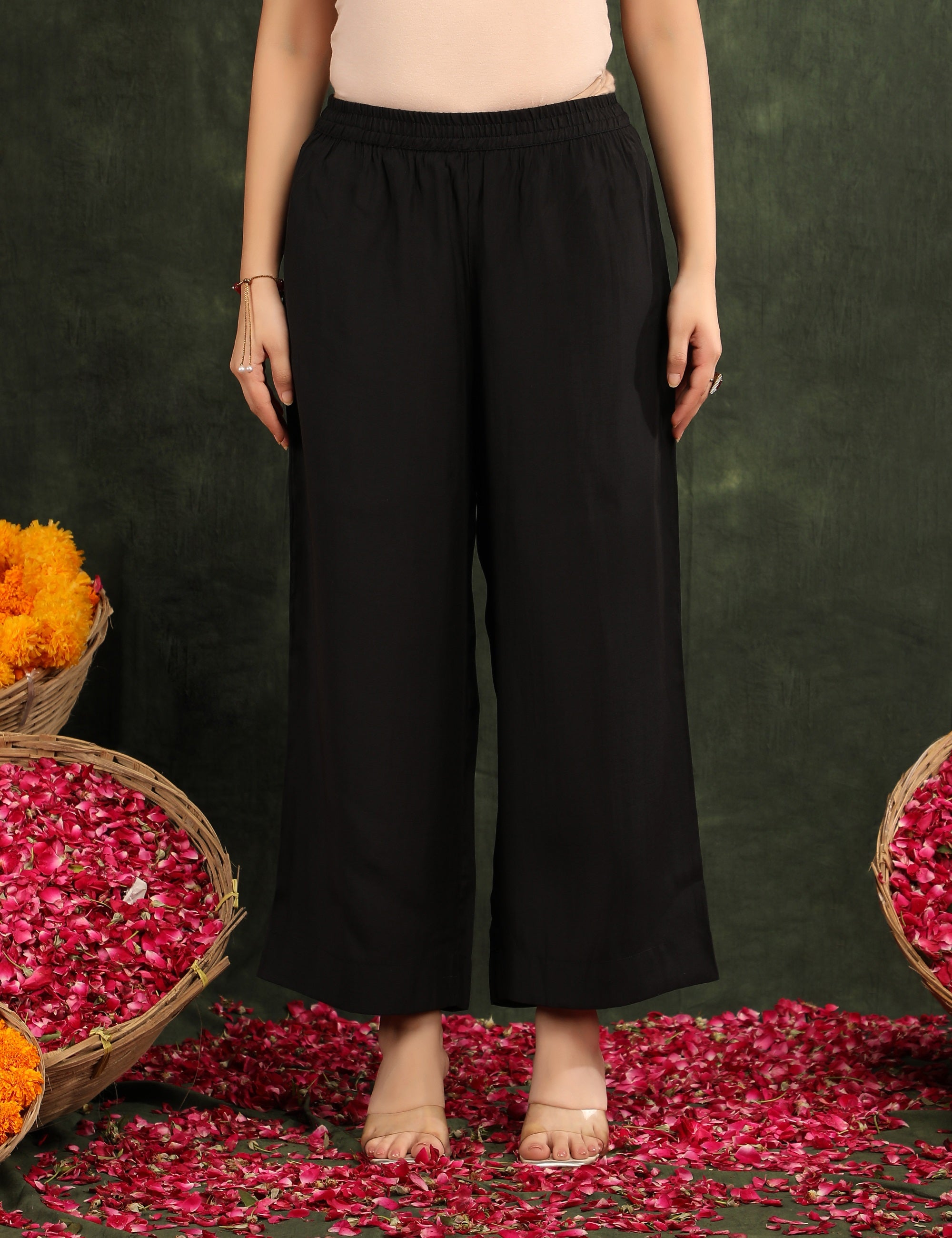 Bani Women Black & Gold Floral Embroidered Co-ord Set